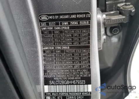 2017 Land Rover Discovery Sport Hse Luxury из США, поврежденный, VIN SALCT2BG8HH679323